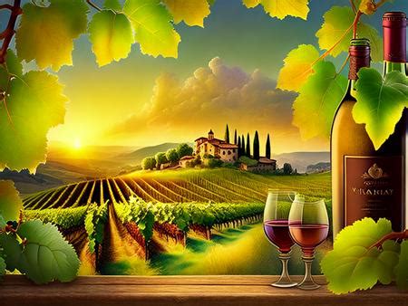 A Bottle Of Wine And Two Glasses Of Wine On A Table Image Design Id