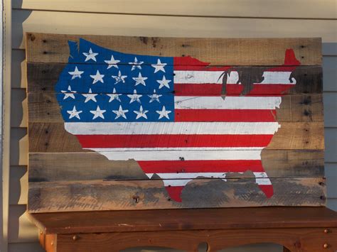 American Flag on Wood United States of America 3ft unique