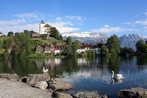 Castle in Switzerland stock image. Image of green, switzerland - 74733911