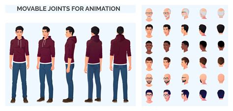 Casual Man Character Constructor For Animation Cartoon Man Wearing