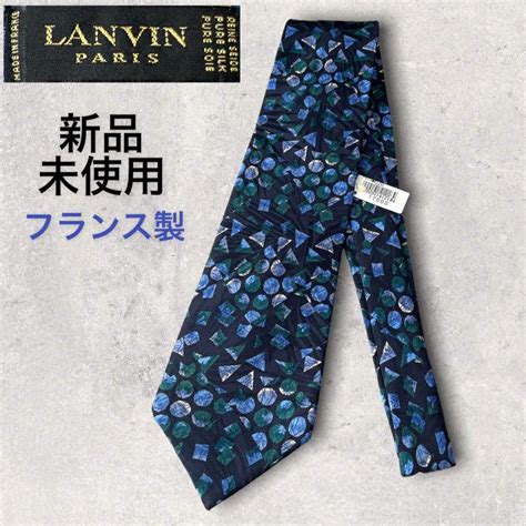 新品未使用 Lanvin ランバン パネル柄 ネクタイ フランス製 ネイビー 紺 メルカリ