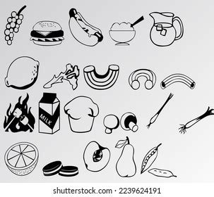 Set Food Icons Black Vector Stock Vector (Royalty Free) 2239624191 ...