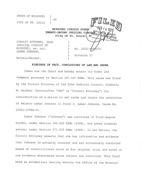 Judges Order In Lamar Johnson Case Pdf