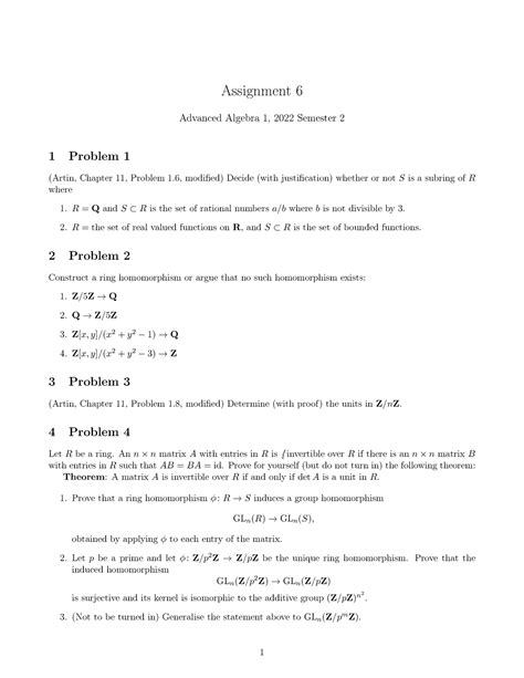 Homework Week Assignment Advanced Algebra Semester