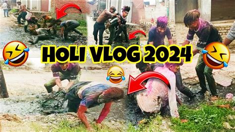 गाँव की होली 😂 Funny Holi Vlog Funny Viral Videofunny Video 🤣🤣🤣