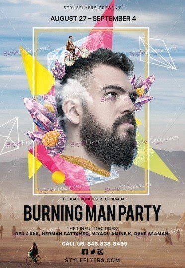 Burning Man Party PSD Flyer Template #19427 - Styleflyers