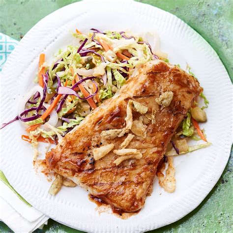 Grilled Wild Alaskan Pollock with BBQ Sauce and Pickled Slaw Recipe ...