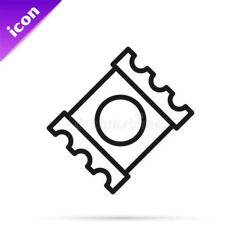 Schwarze Linie Kondom Im Paket Safe Sex Symbol Isoliert Auf Weißem Hintergrund Sicheres