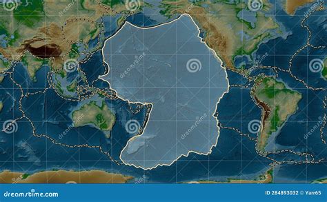 Volcanoes Around the Pacific Plate. Physical Map Stock Illustration ...