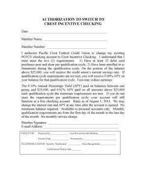 Fillable Online Authorization To Switch To Crest Incentive Checking Fax