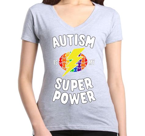 Autism Is My Super Power Women S V Neck T Shirt Autism Awareness Month Tee Ebay