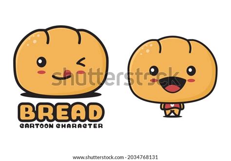 Cute Bread Mascot Food Cartoon Illustration Stock Vector Royalty Free