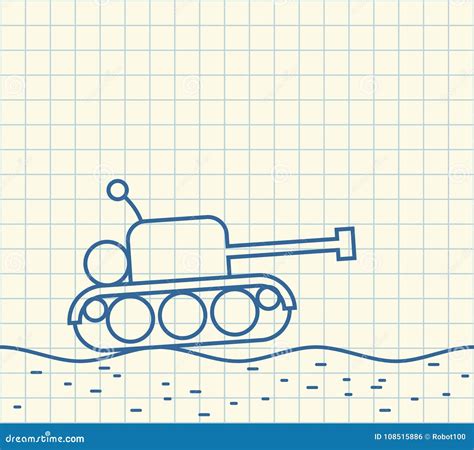 El Tanque Del Bosquejo Dibujo De La Máquina Militar Ilustración Del