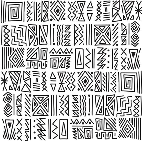 African Ethnic Tribal Clash Ornament Seamless Pattern Background Black