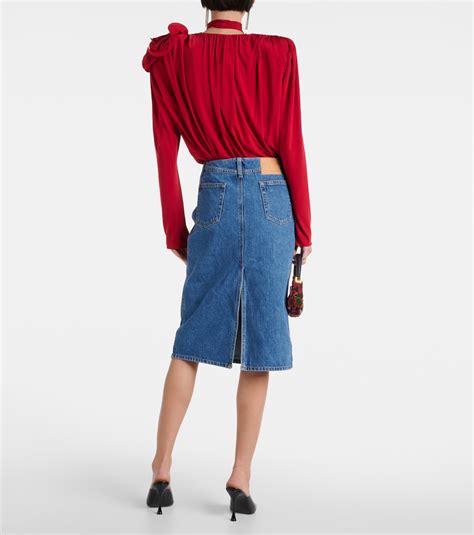 Denim Midi Skirt In Blue Magda Butrym Mytheresa