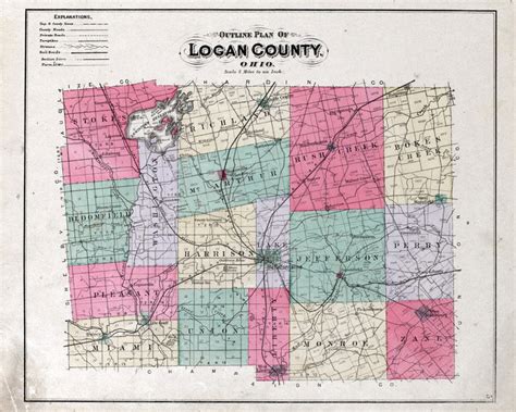 1890 Map of Logan County Ohio - Etsy