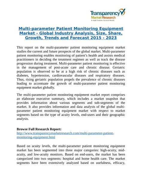 Ppt Multi Parameter Patient Monitoring Equipment Market Research