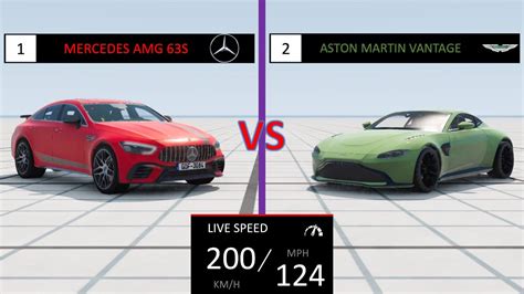 Mercedes AMG 63S Aston Martin Vantage Crash Battle BeamNG Drive