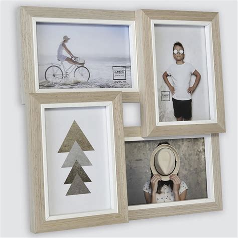 Cadre Photo Multivues Bois C Ruse Beige Avec Filet Blanc Pour Photos