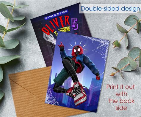 Spiderman Birthday Invitation Comics Superhero Invite Printable