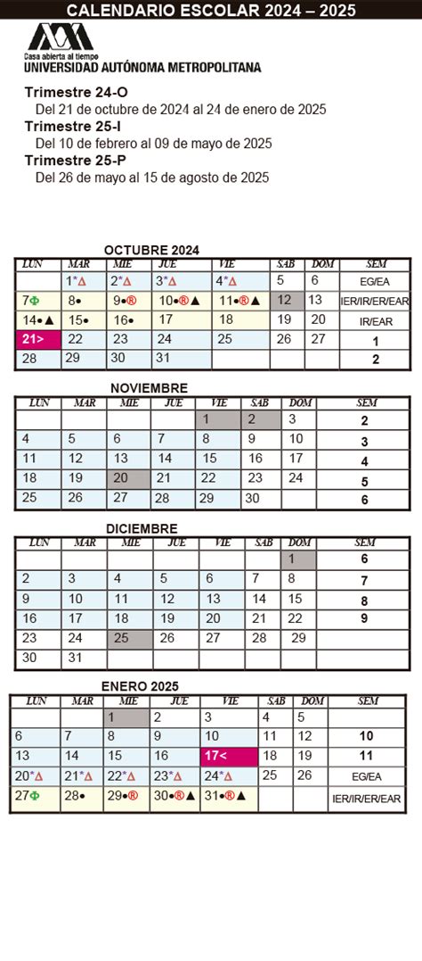 Calendario Escolar Universidad Aut Noma Metropolitana