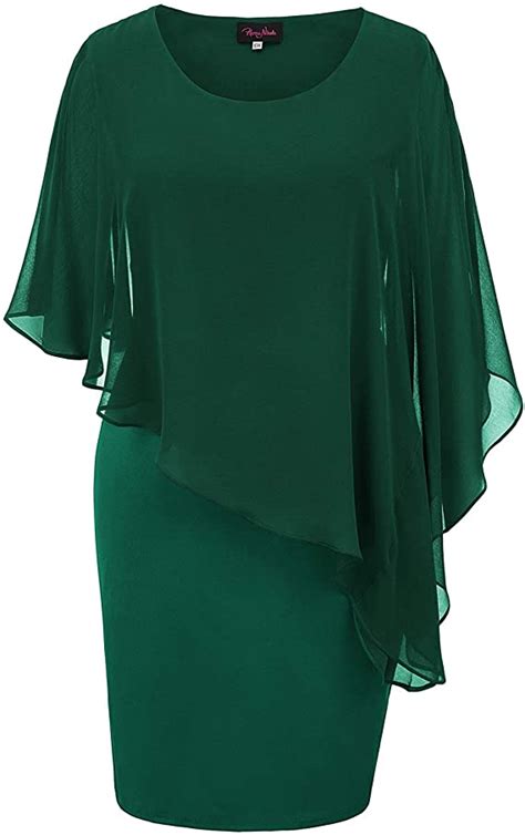 Hanna Nikole Womens Sleeveless Cape Dress With Chiffon Overlay Bodycon