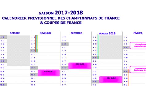 Calendrier Pr Visionnel Des Comp Titions Pour La Saison