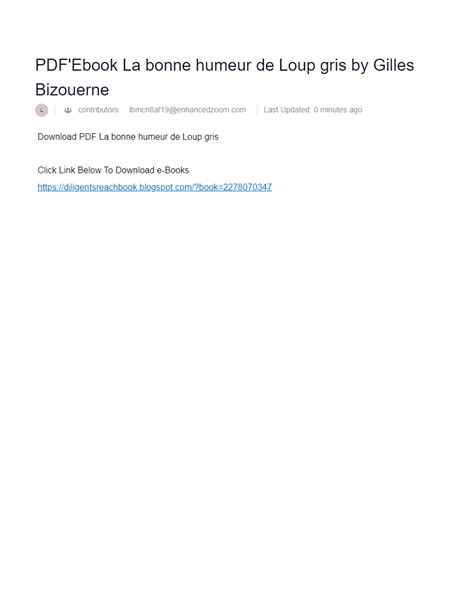 Pdf Ebook La Bonne Humeur De Loup Gris By Gilles Bizouerne Ai Powered