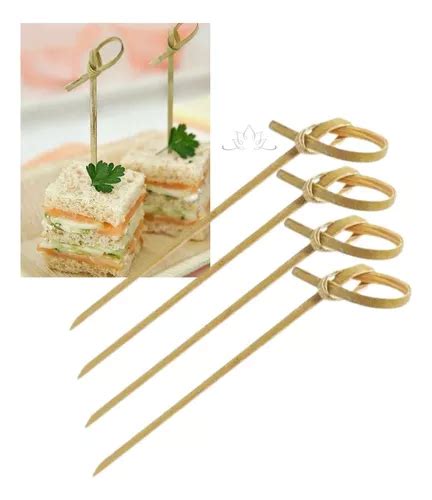 Espeto Bambú Nó 9cm Kit 100un Decorar Lanche Salgado Gourmet MercadoLivre