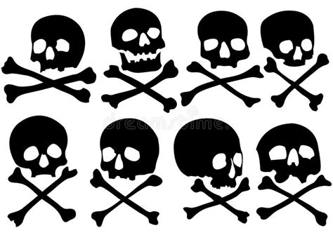 Set Of Pirate Skulls And Crossbones Stock Vector Illustration Of