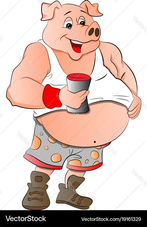 Overweight half-man half-pig Royalty Free Vector Image