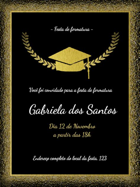 Convite De Formatura Ensino M Dio Edite Gr Tis Nosso Editor Online