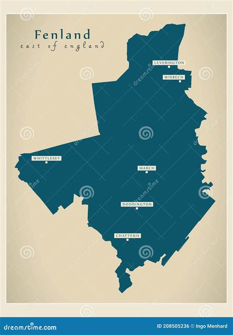 Fenland District Map - England UK Stock Vector - Illustration of east ...