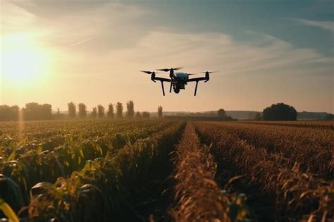 Premium Ai Image Precision Agriculture Drone Above Lush Cornfield