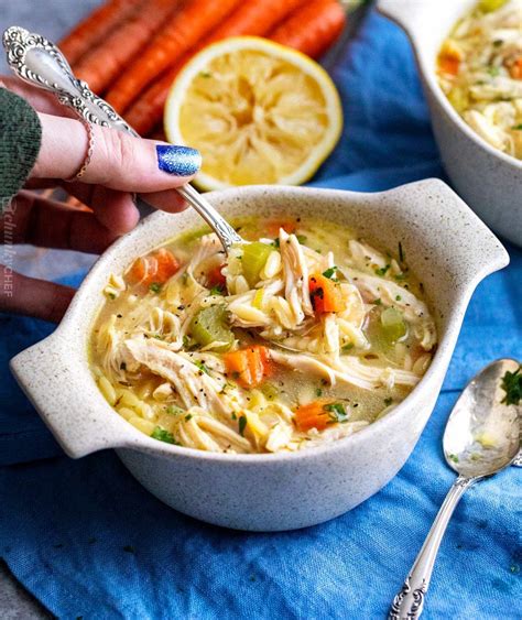 Lemon Chicken Soup With Orzo The Chunky Chef