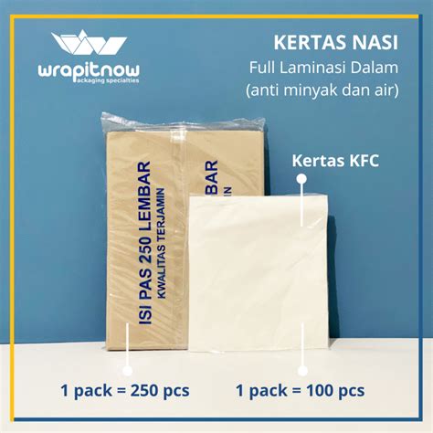 Jual Isi 100 Pcs Kertas Nasi 25x27 Warna Putih Kertas Nasi KFC