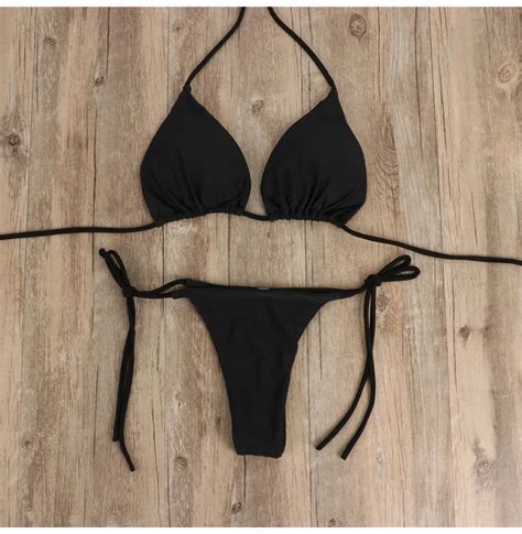 Sexy Beach Bathing Suit Bikini Set String Split Two Piece Swimsuit Separate Triangle Push Up Bra Cup