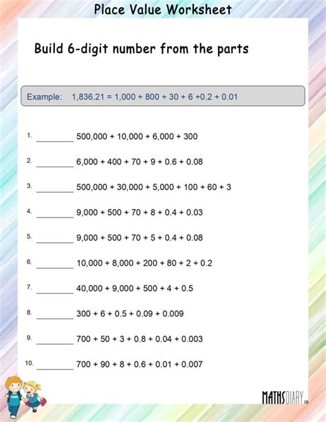 Build 6-digit number – Place Value Worksheets - Math Worksheets ...