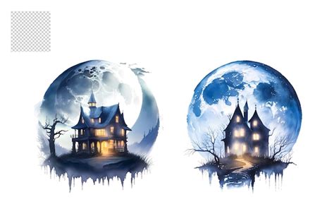 Acuarela Casa De Halloween Clipart Png Archivo Psd Premium