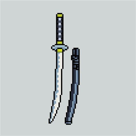Pixel art illustration Katana. Pixelated Katana. Japanese Katana Sword