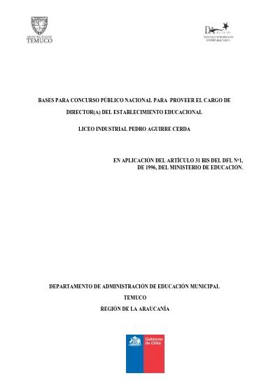 Bases Para Concurso P Blico Nacional Para Proveer El Cargo De Director