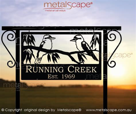 Metalscape - Farm Property Sign - 2 Kookaburra on Branch