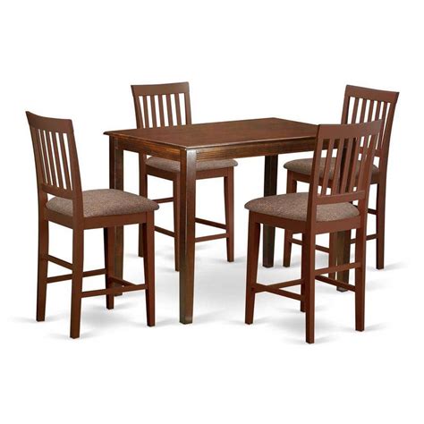 East West Furniture 5 Piece Mahogany Finish Solid Wood Top Dining