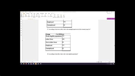 How To Find Unemployment Rate Given A Table And Also Work Eligible Population Youtube