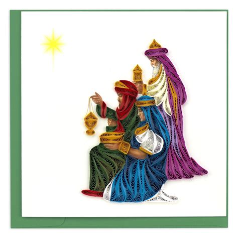 6" Green and White Three Wise Men Square Christmas Greeting Card ...