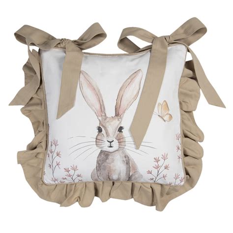 Reb Chair Cushion Cover X Cm White Brown Cotton Rabbit Square