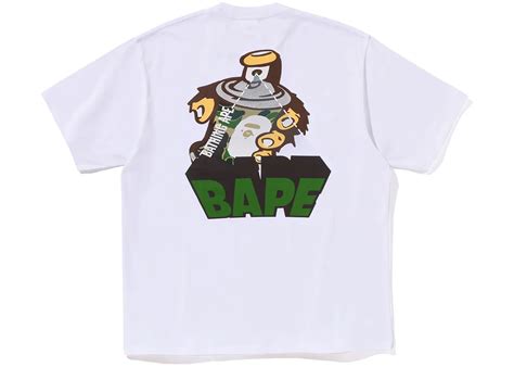 Bape Graffiti Bape Logo Relaxed Fit Tee White Mens Ss24 Us