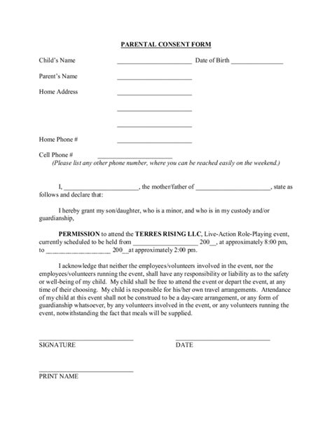 Fillable Online Free Tattoo Body Piercing Consent Form Word Pdf