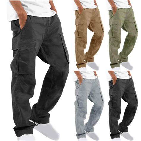 Safuny Cargo Pants For Men Elastic Waist Solid Color Comfy Lounge