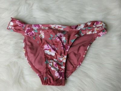 Juniors Xhilaration Cheeky Swim Bikini Bottom Mauve Floral Cinch Back Small New EBay